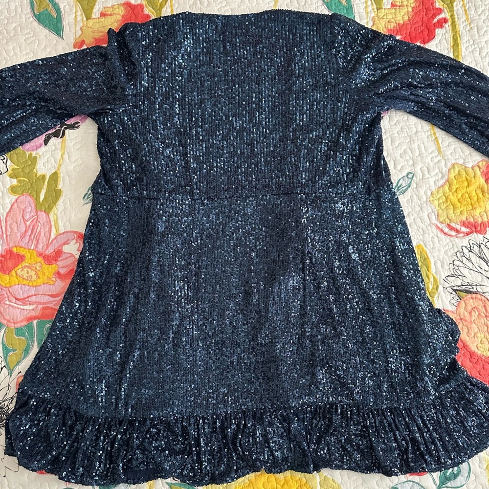 Draper James Jordan Blue Sequin Wrap Dress - Picture 3 of 4